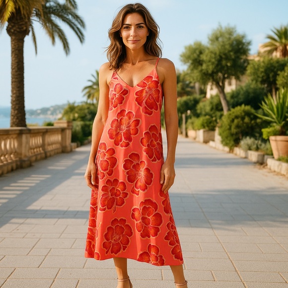 LOFT Textured Floral Linen Blend Strappy Maxi Dress - Picture 10 of 11